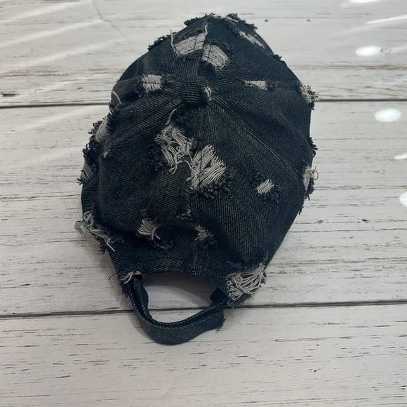 C.C. Distressed Denim Dark Wash Denim Baseball Cap One Size - Picture 5 of 10